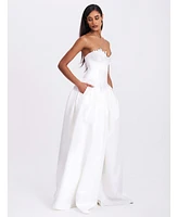 Miss Circle Women's Naila Lace Trim Strapless Drop Waist Wedding Gown