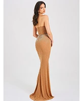 Miss Circle Women's Fatima Crystal Sleeveless Corset Mermaid Maxi Dress