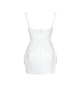 Miss Circle Women's Tais Pearl Beaded Cocoon Shape Sleeveless Mini Dress