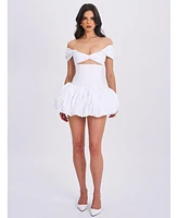 Miss Circle Women's Umika White Bubble Hem Mini Dress