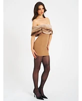 Miss Circle Women Nadira Off Shoulder Fur Trim Mini Dress