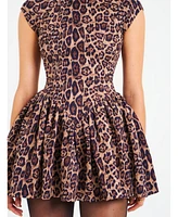 Miss Circle Women's Jacqueline Backless Cheetah Print Mini Puffy Dress