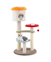 Cute Mushroom Cat Tree with Sisal Scratching Posts Top Condo and Padded Platforms