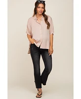 Pinkblush Maternity Taupe Button Up Dolman Short Sleeve Top