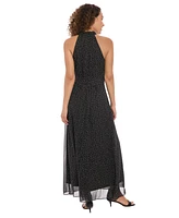 London Times Petite Crisscross Chiffon A-Line Dress