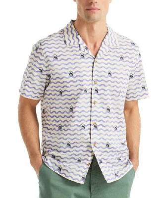Jaws x Nautica Men's Classic-Fit Printed Button-Down Camp Shirt