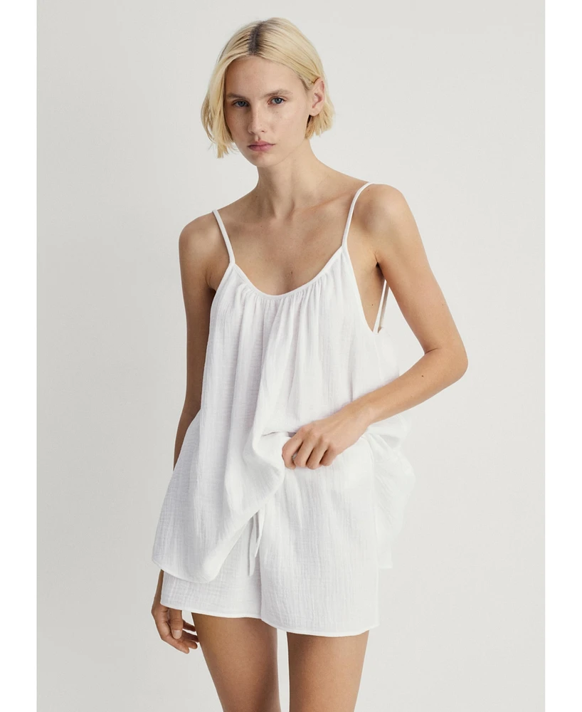 Mango Women's Plain Cotton Pajama Shorts