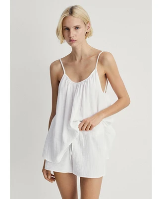 Mango Women's Plain Cotton Pajama Shorts