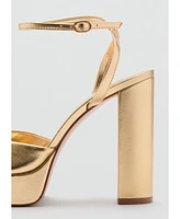 Mango Women's Metallic-Effect Heeled Sandals