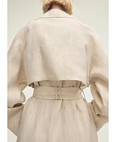 Mango Women's Pronounced Lapels Linen Trench Coat