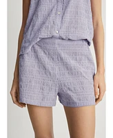 Mango Women's 2-Piece Seersucker Stripe Cotton Pajama Set