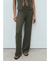 Mango Women's Straight Textured Pants