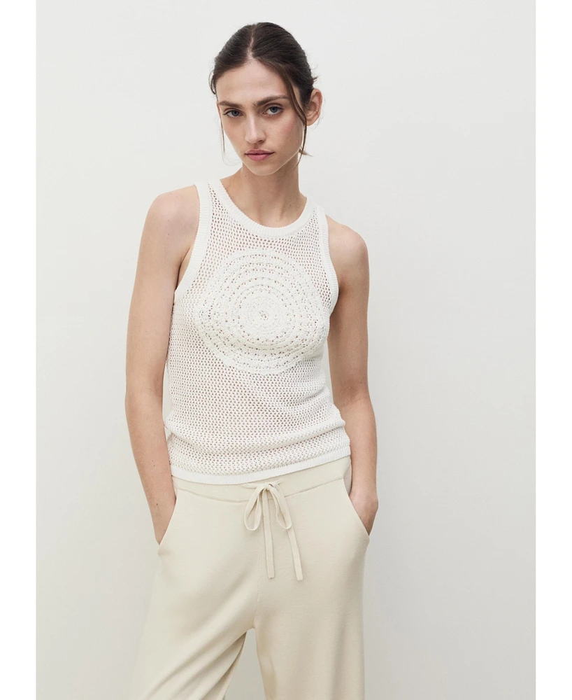 Mango Women's Cotton Crochet Top