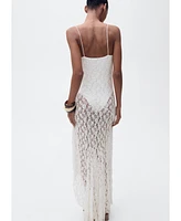 Mango Women's Draped Neck Lace Dress