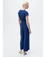 Mango Women's Long Cropped Belted Jumpsuit