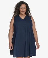 Dkny Plus Linen-Blend Shift Dress