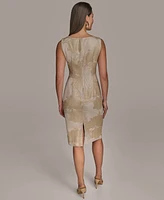 Donna Karan New York Women's Sequined Cowlneck Sheath Dress