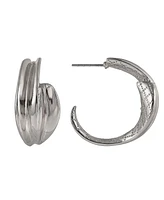 Laundry by Shelli Segal Silver Tone Polished and Textured Drop Earrings
