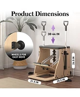 Er Kang Pilates Combo Chair – Oak Frame, Resistance Bands & Split Pedals for Home/Studio