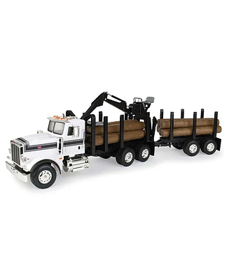 1/16 Big Farm Peterbilt Model Log Truck With Pup Trailer And Logs