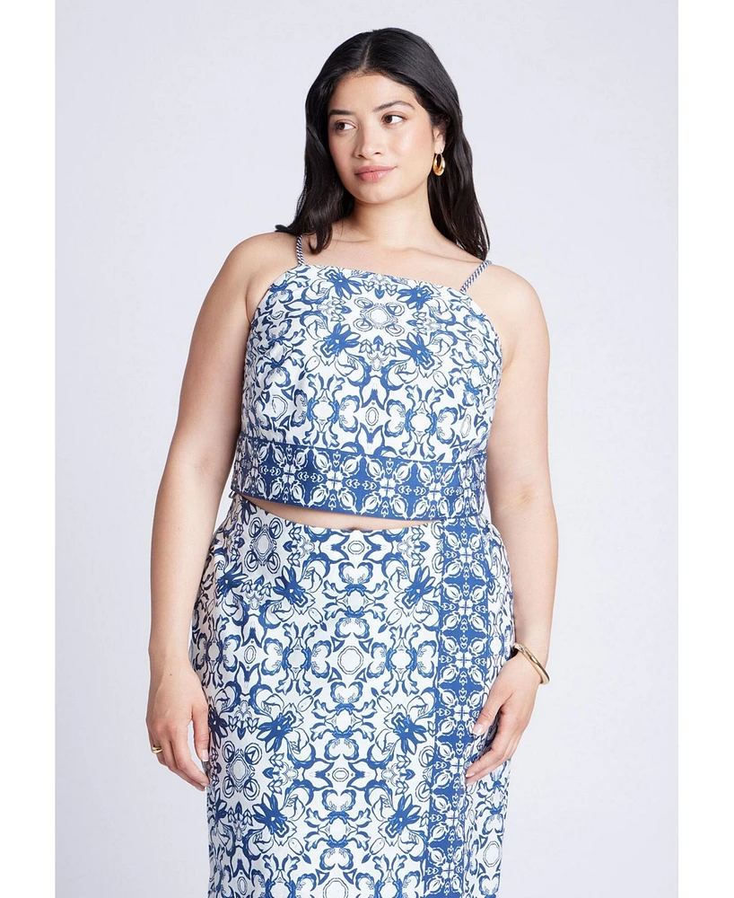 Eloquii Plus Printed Cropped Tank Top