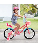 Girls Bike for 4-7 Years Old Kids Bike with Doll Seat and Training Wheels