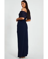 Quiz Women's Scuba Crepe Contrast Wrap Maxi Dress