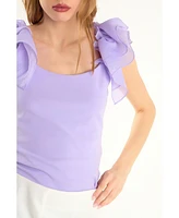 endless rose Women's Organza Ruffle with Knit Top
