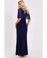 Quiz Women's Scuba Crepe Maxi Dress with Mesh Cape