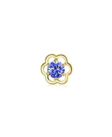 Bling Jewelry Tiny Cubic Zirconia Open Flower Screwback Cz Stud Helix Lobe Cartilage 1 Piece Earring 14K Real Gold 4MM