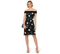 Adrianna Papell Women's Beaded Off-The-Shoulder Sheath Dress