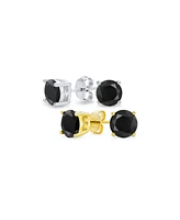 Bling Jewelry Set of 2 Round Solitaire Cz Cubic Zirconia Stud Earrings Gold Plated Sterling Silver