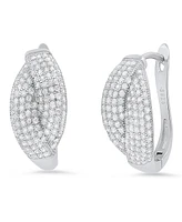 Steeltime Women's Sterling Silver and Simulated Diamonds Braid Hoops Earrings