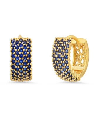Steeltime Women's 18K Gold Plated Brass Simulated Diamonds Huggie Earrings