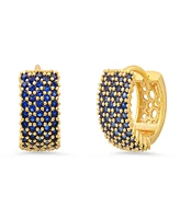 Steeltime Women's 18K Gold Plated Brass Simulated Diamonds Huggie Earrings
