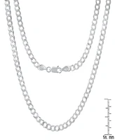 Steeltime Unisex Sterling Silver Diamond Cut Curb Link Chain Necklace