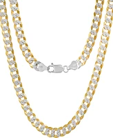 Steeltime Unisex Sterling Silver and 18K Gold Plated Diamond Cut Curb Link Necklace