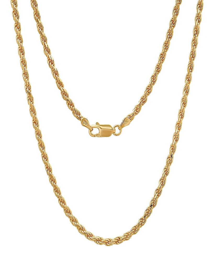 Steeltime Unisex 14K Gold Plated Rope Chain Necklace