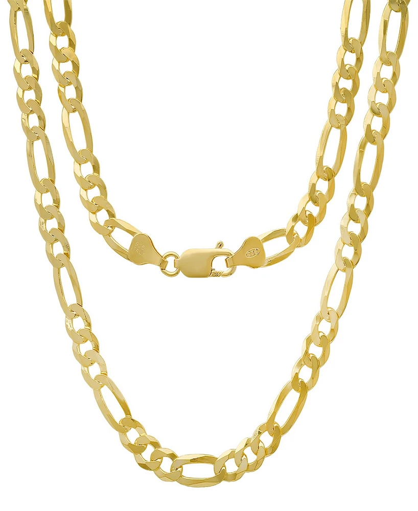 Steeltime Unisex 14K Gold Plated Figaro Superflat Necklace