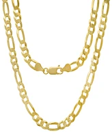 Steeltime Unisex 14K Gold Plated Figaro Superflat Necklace