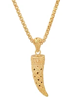 Steeltime Men's 14K Gold Plated Horn Pendant Necklace
