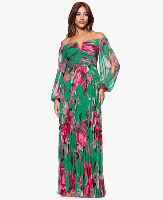 Xscape Women's Printed Long A-Line Dress