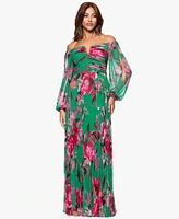 Xscape Women's Printed Long A-Line Dress