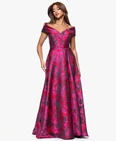 Xscape Women's Printed Sweetheart Ball Gown