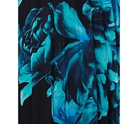 Xscape Women's Printed Mock-Neck Cutout Maxi Dress