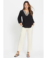 Olsen Women's Mona Fit Linen Blend Pull-On Pant