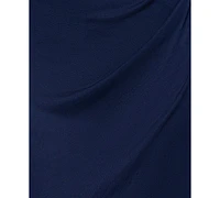 Xscape Plus Sheer Boat-Neckline Long Sheath Dress