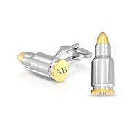 Bling Jewelry Two Tone Bullet Cufflinks Gold Plated Tip Silver Tone Stainless Steel