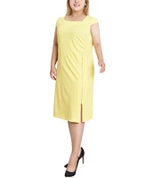 Ny Collection Plus Cap Sleeve Exposed Zipper Dress
