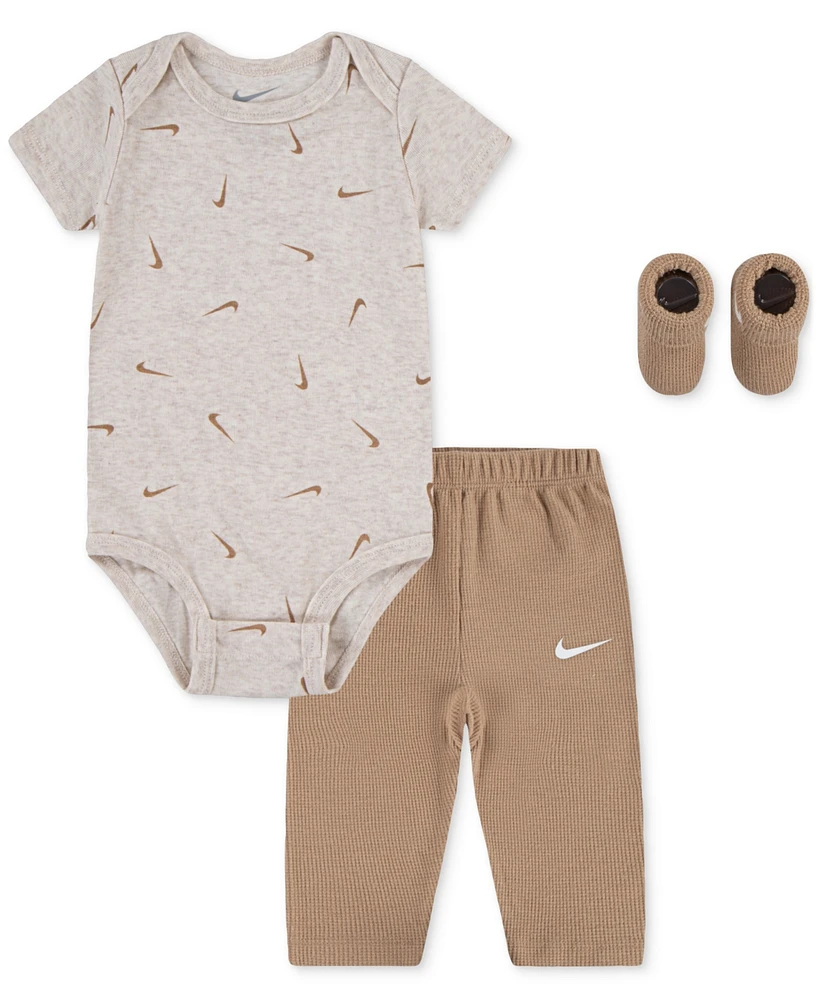 Nike Baby Boy Bodysuit, Waffle Pants & Socks, 3 Piece Gift Set